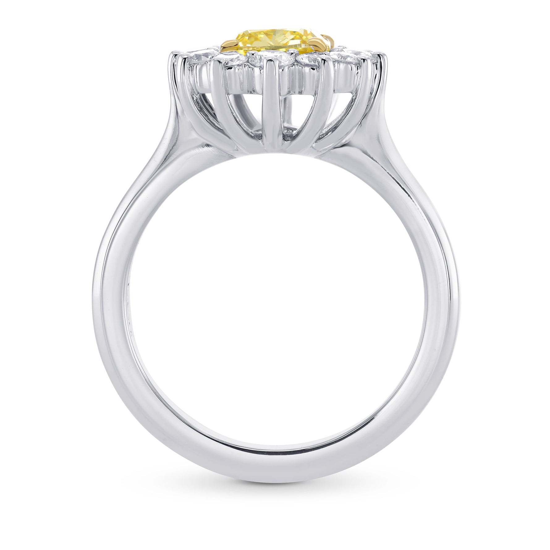 Fancy Intense Yellow Cushion Diamond Halo Ring