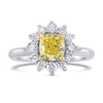 Fancy Intense Yellow Cushion Diamond Halo Ring