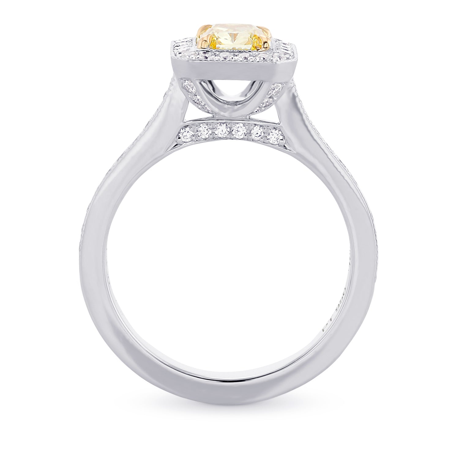 Fancy Intense Yellow Diamond Milgrain Halo Ring