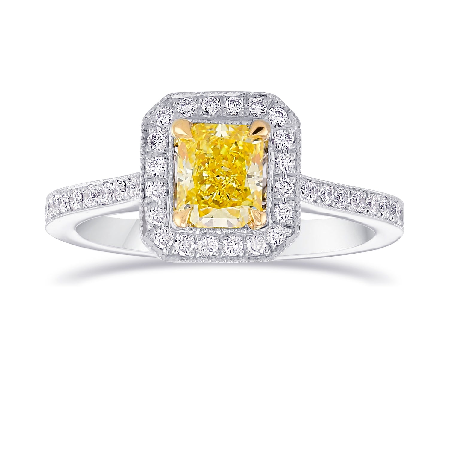 Fancy Intense Yellow Diamond Milgrain Halo Ring