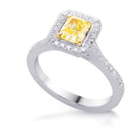 Fancy Intense Yellow Diamond Milgrain Halo Ring