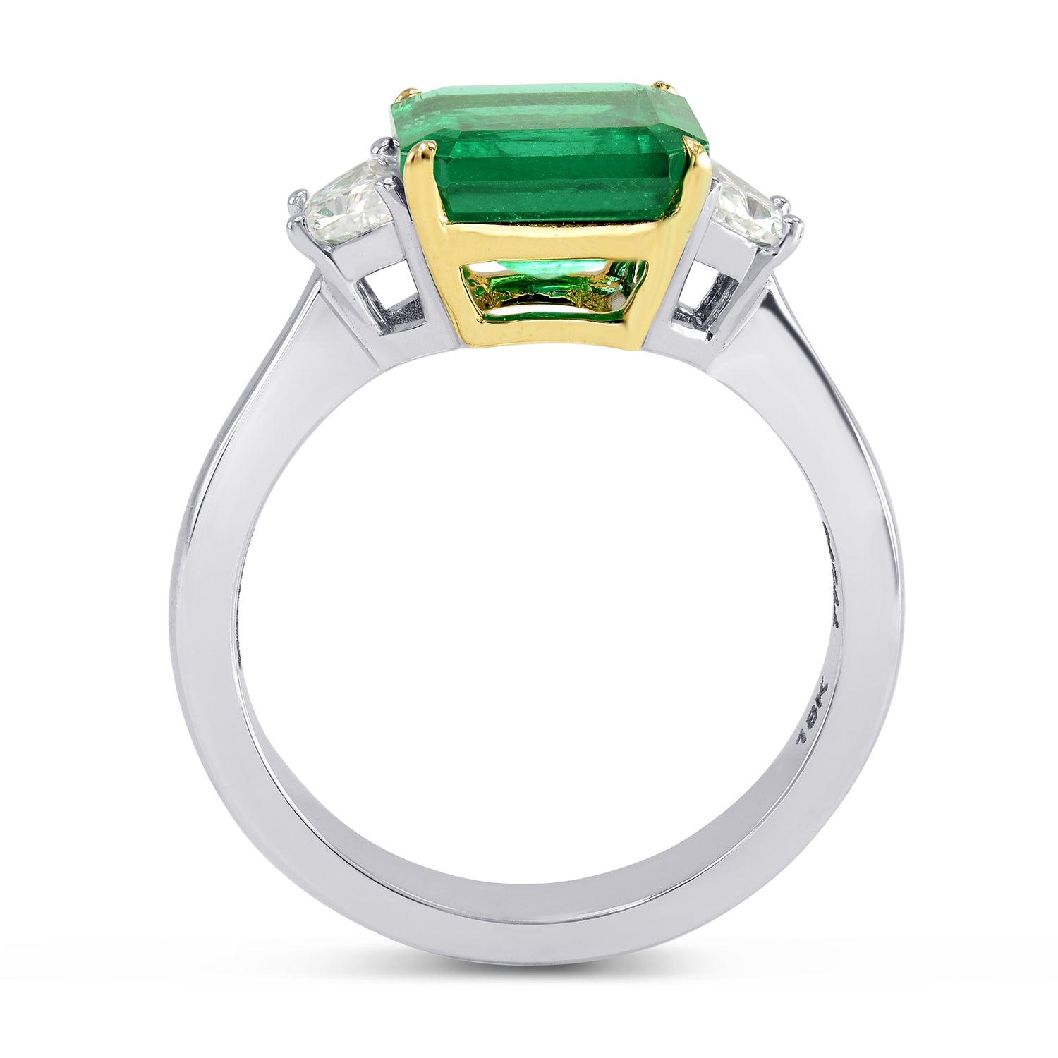 Emerald Gemstone & Trapezoid Diamond Ring
