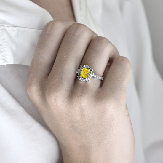 Fancy Intense Yellow Radiant Diamond Ring