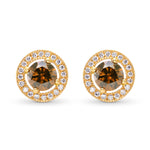 Fancy Brown Diamond Halo Earrings