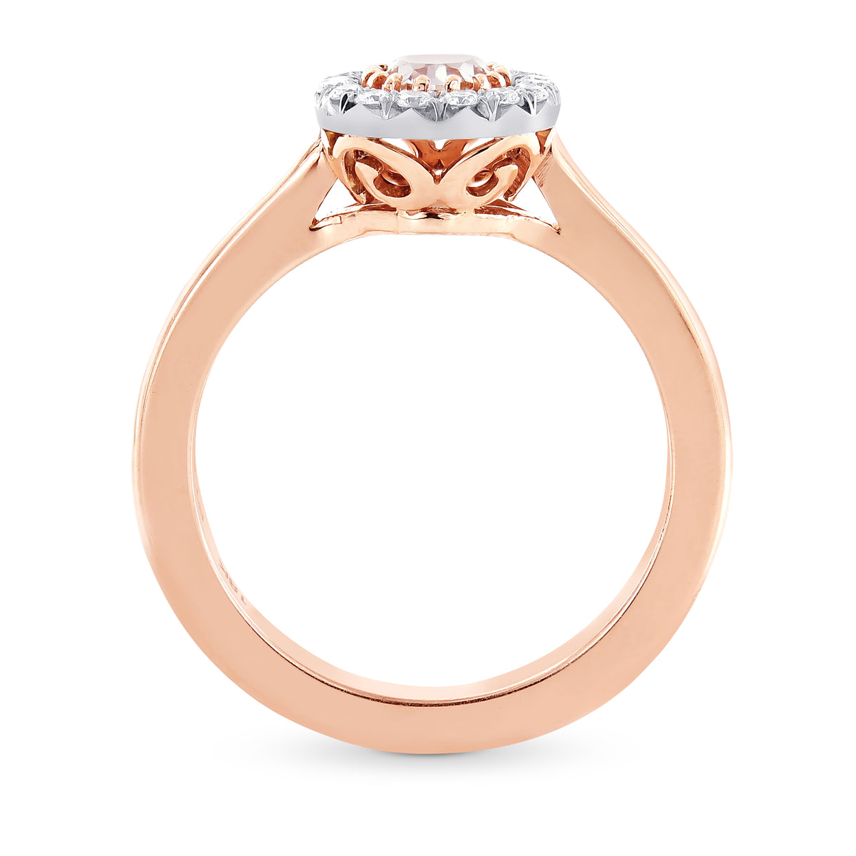 Oval Light Brown Pink Diamond Halo Ring