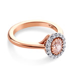 Oval Light Brown Pink Diamond Halo Ring