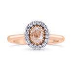 Oval Light Brown Pink Diamond Halo Ring