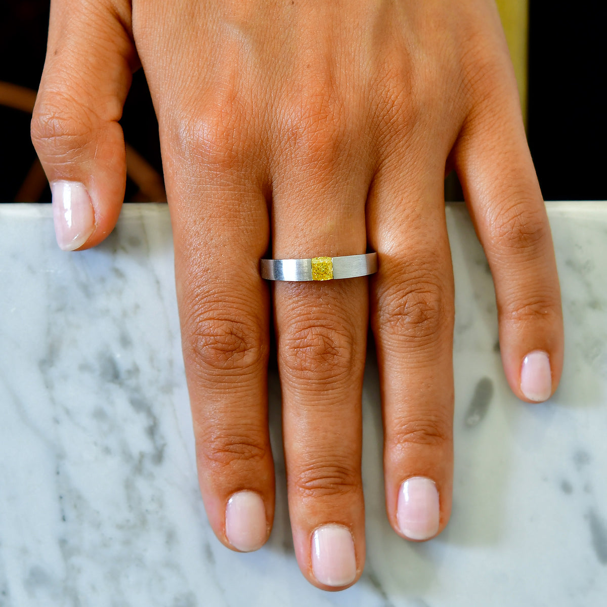 Fancy Vivid Yellow Diamond Solitaire  Ring