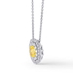 Fancy Vivid Yellow Oval Diamond Double Halo Pendant