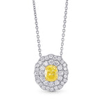 Fancy Vivid Yellow Oval Diamond Double Halo Pendant