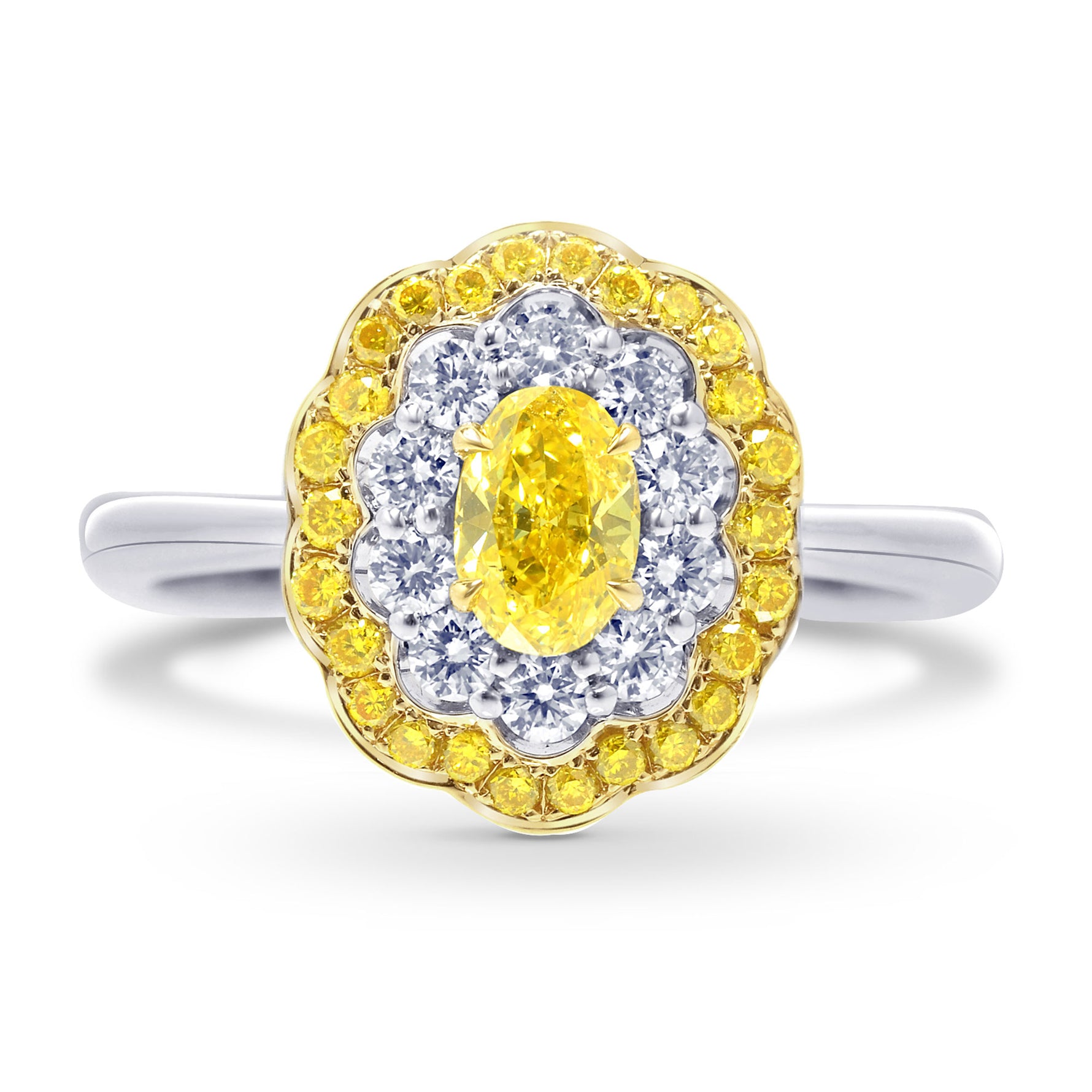 Fancy Vivid Yellow Oval Diamond Ring