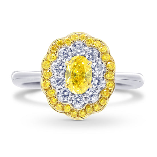 Fancy Vivid Yellow Oval Diamond Ring