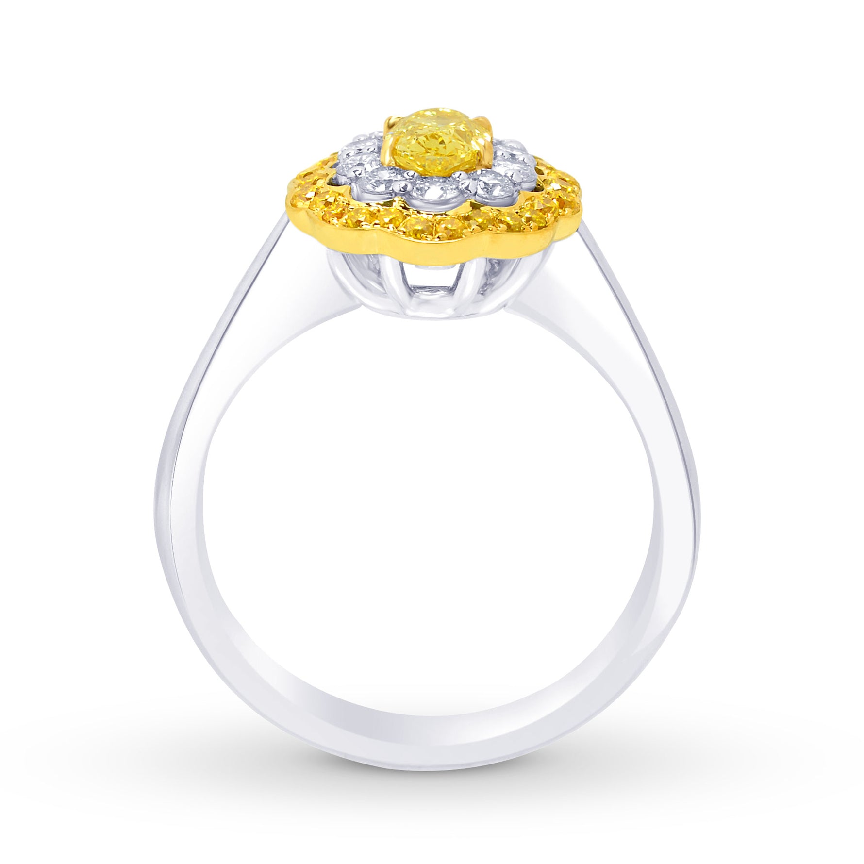 Fancy Vivid Yellow Oval Diamond Ring