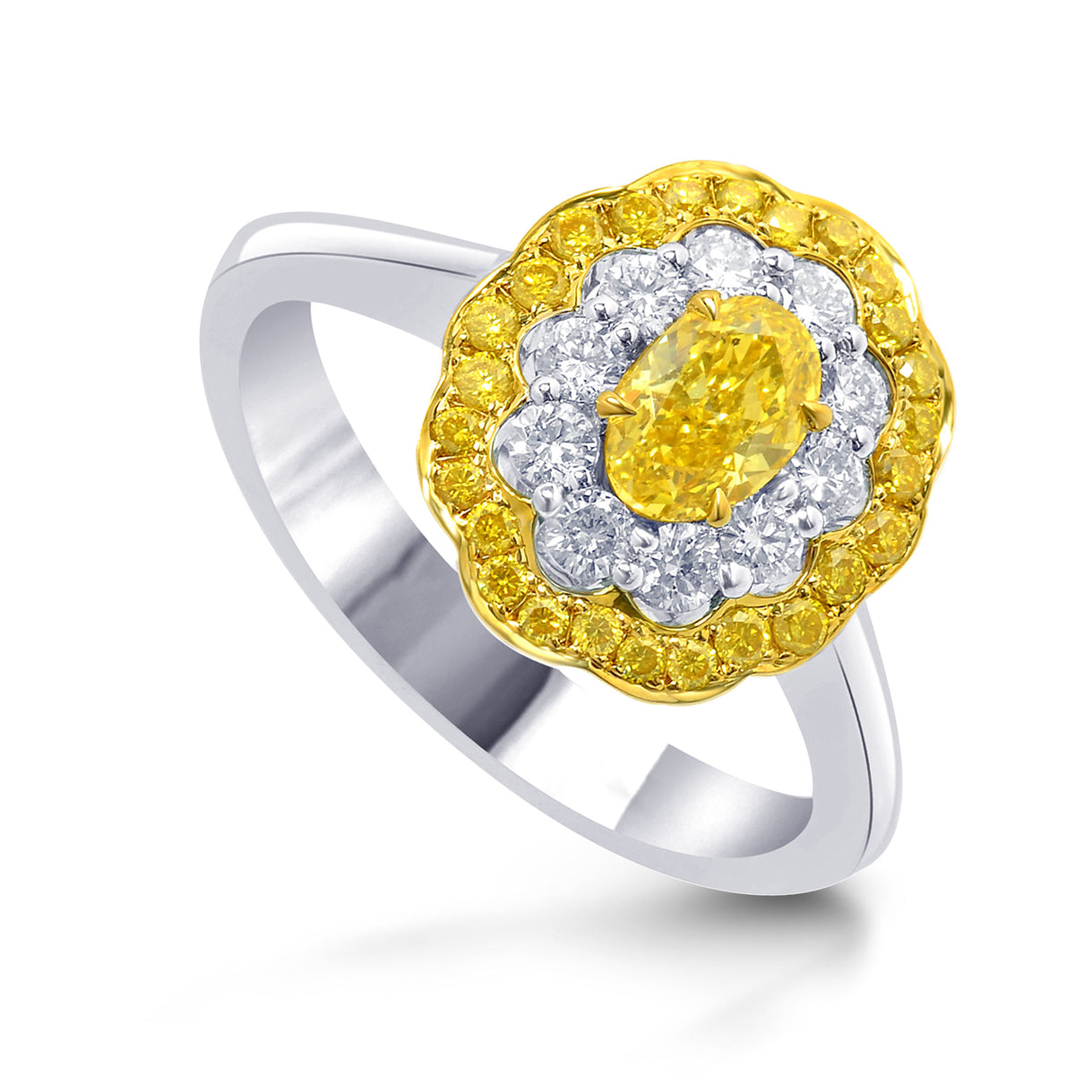 Fancy Vivid Yellow Oval Diamond Ring