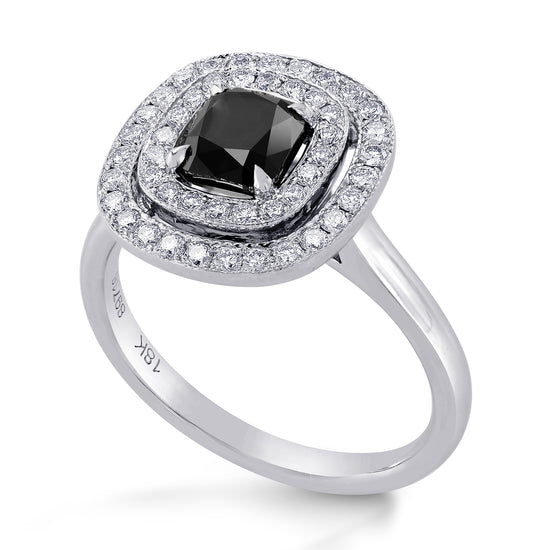 Fancy Black Diamond Double Halo Ring