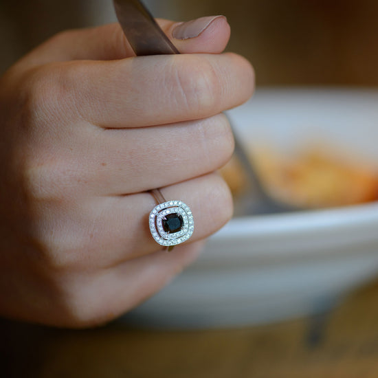 Fancy Black Diamond Double Halo Ring