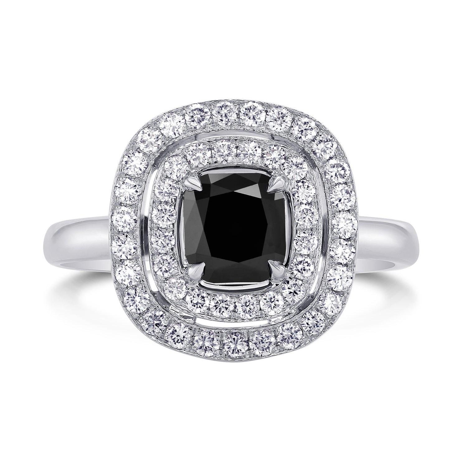 Fancy Black Diamond Double Halo Ring