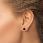 Black Round Diamond Stud Earrings