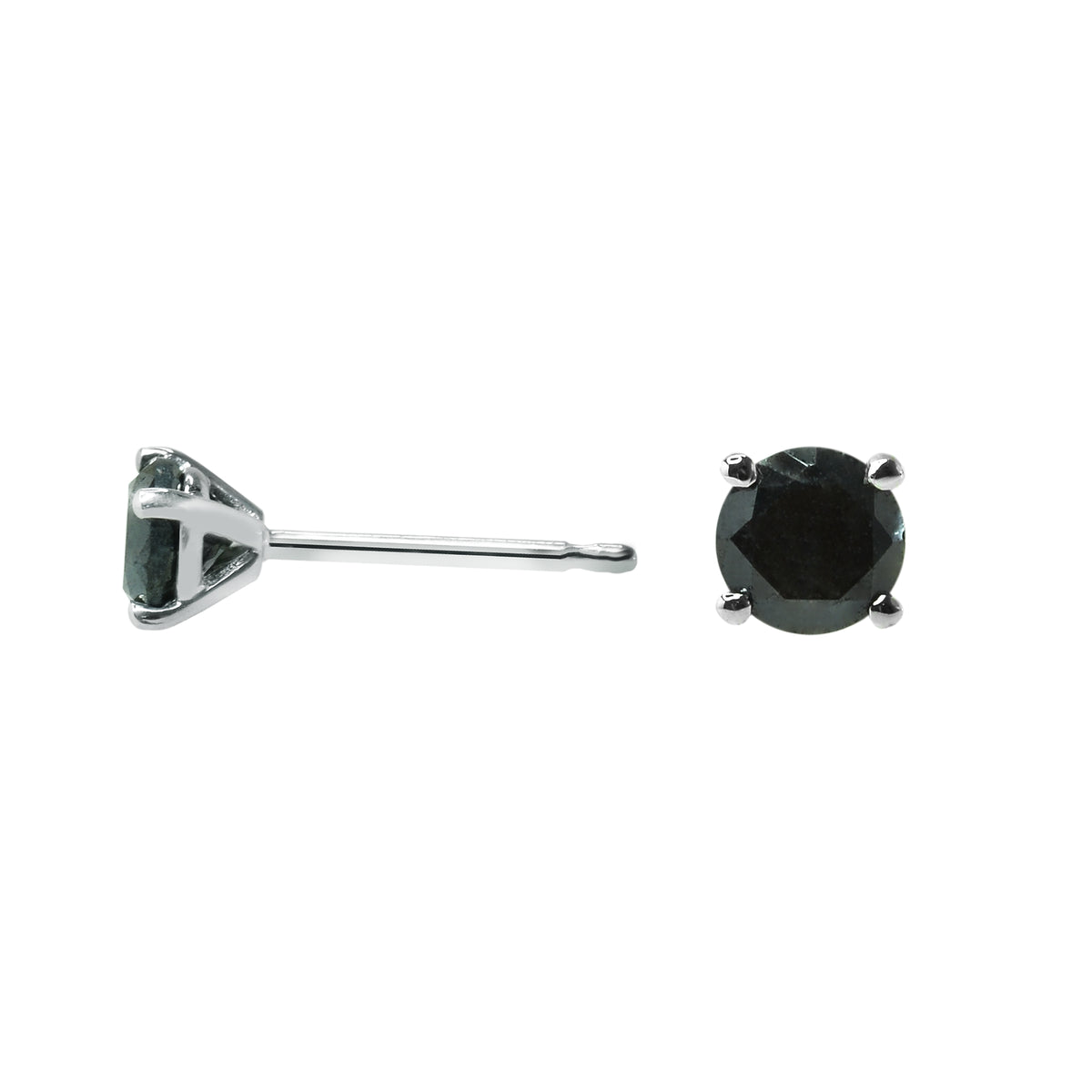 Black Round Diamond Stud Earrings