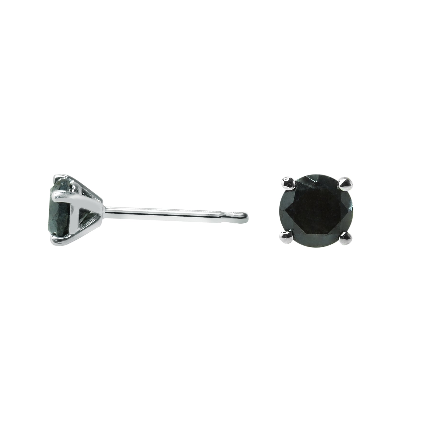 Black Round Diamond Stud Earrings