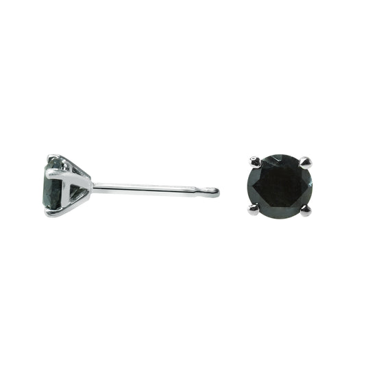 Black Round Diamond Stud Earrings