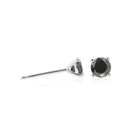 Round Black Diamond Stud Earrings