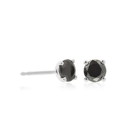 Round Black Diamond Stud Earrings