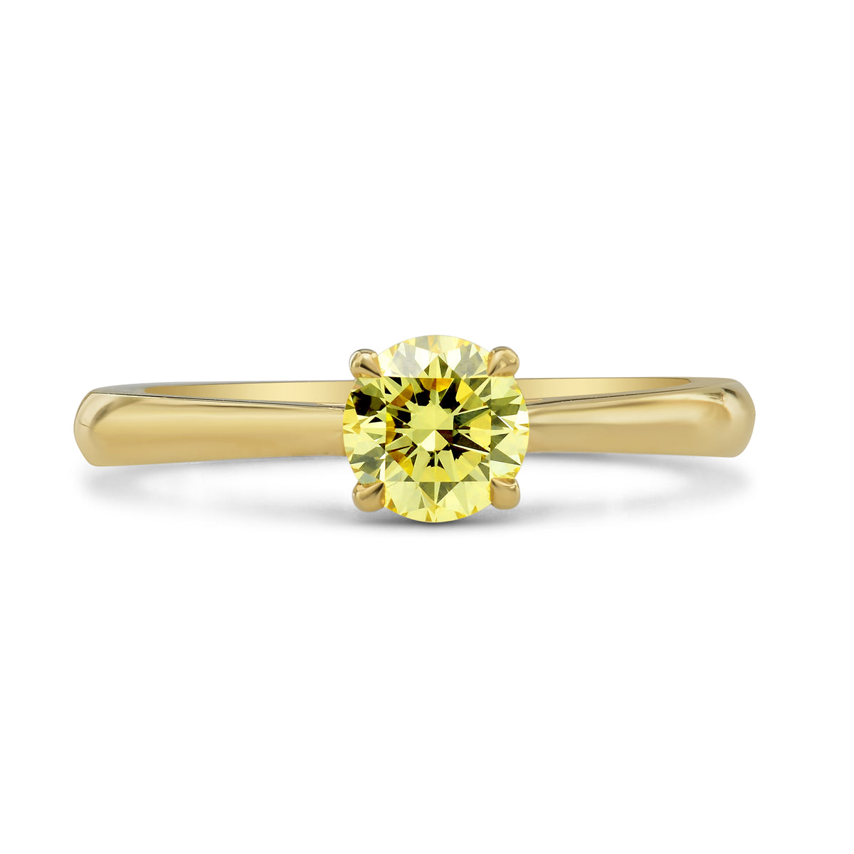 Fancy Yellow Round Brilliant Diamond Solitaire Ring