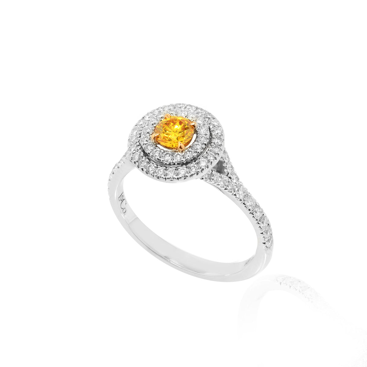 Fancy Vivid Yellow Double Halo Ring