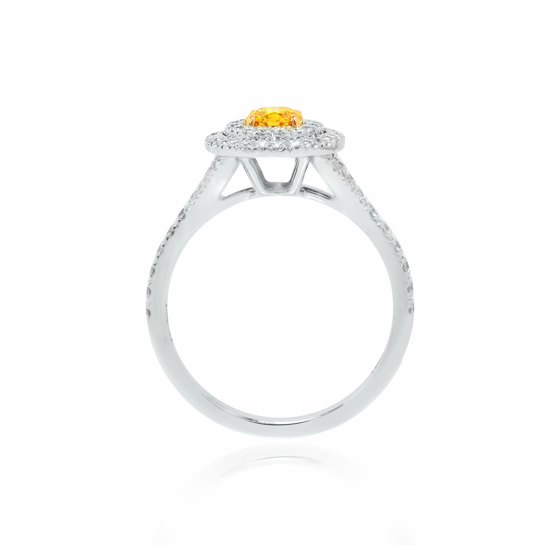 Fancy Vivid Yellow Double Halo Ring
