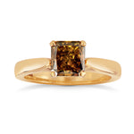 Fancy Deep Brown Orange Radiant Diamond Solitaire Ring
