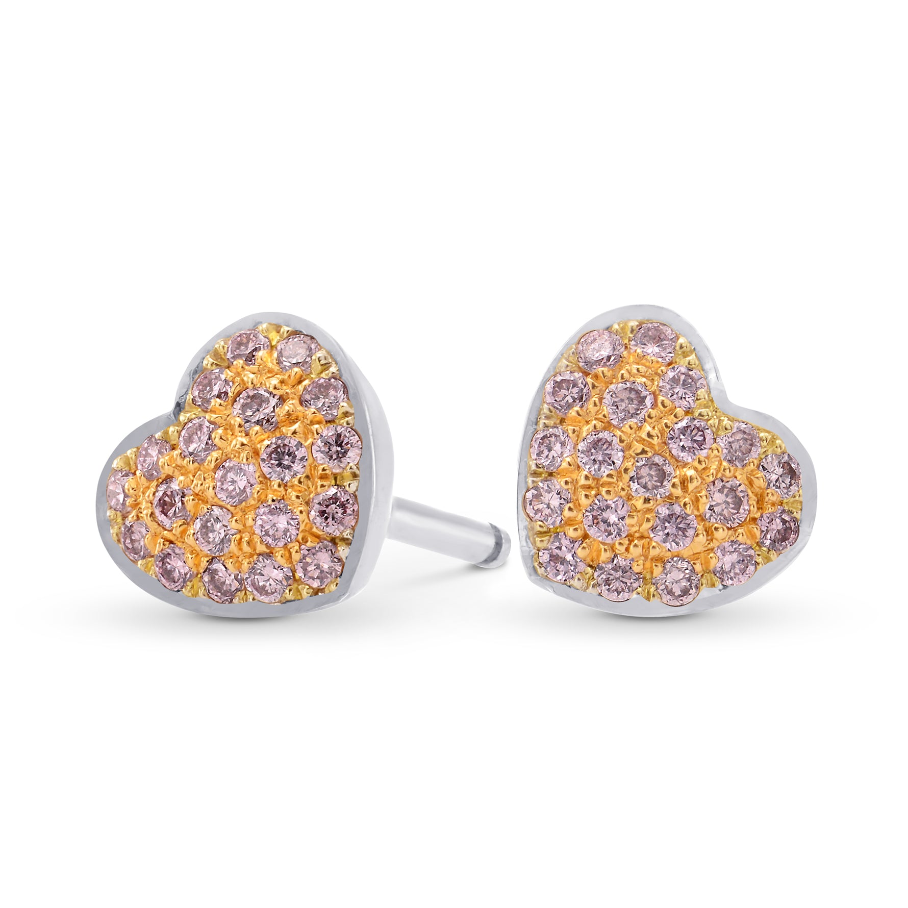 Fancy Pink Diamond Pave Heart Earrings