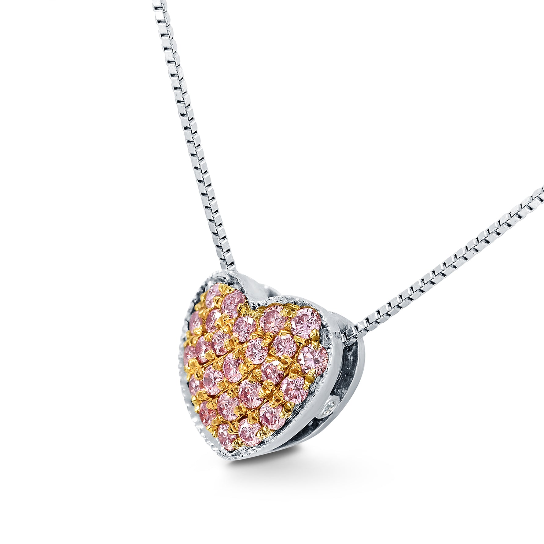 Fancy Pink Pave Heart Diamond Pendant