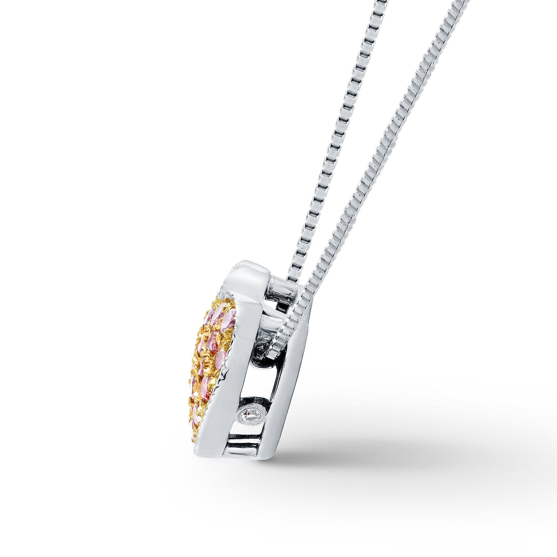 Fancy Pink Pave Heart Diamond Pendant