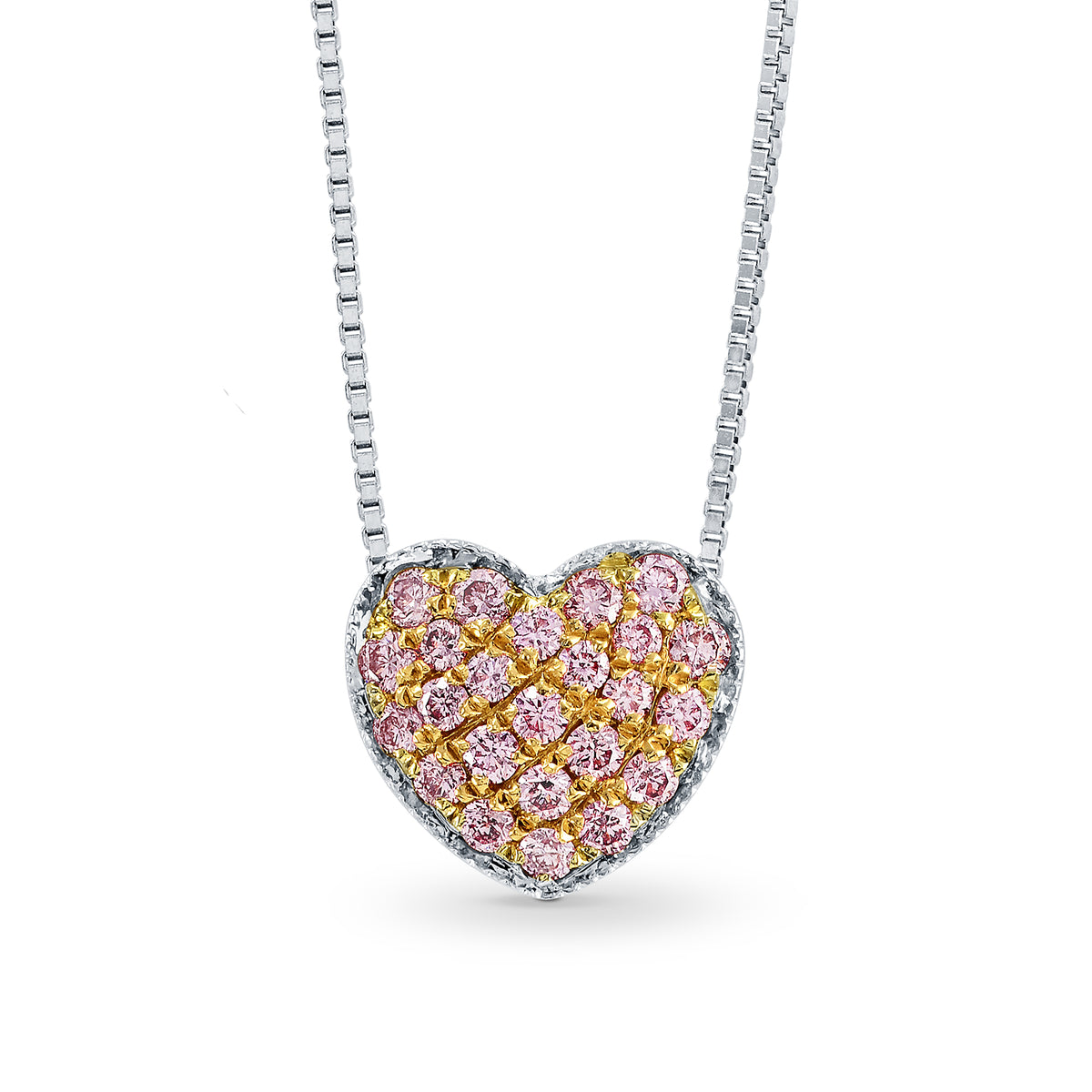 Fancy Pink Pave Heart Diamond Pendant