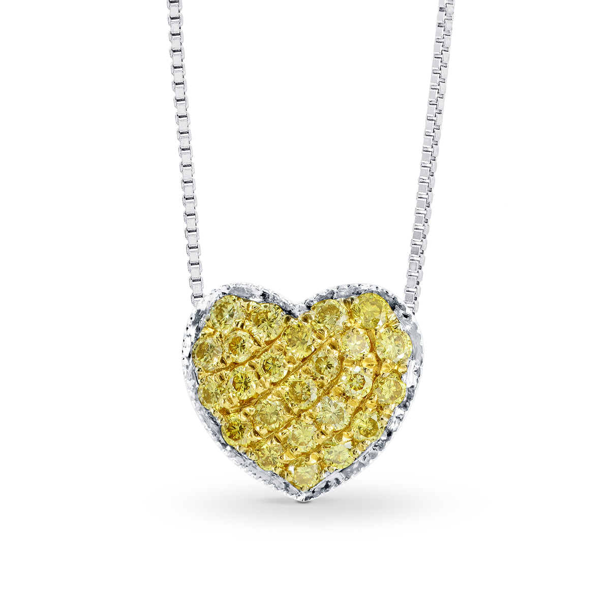 Fancy Vivid Yellow Pave Heart Diamond Pendant