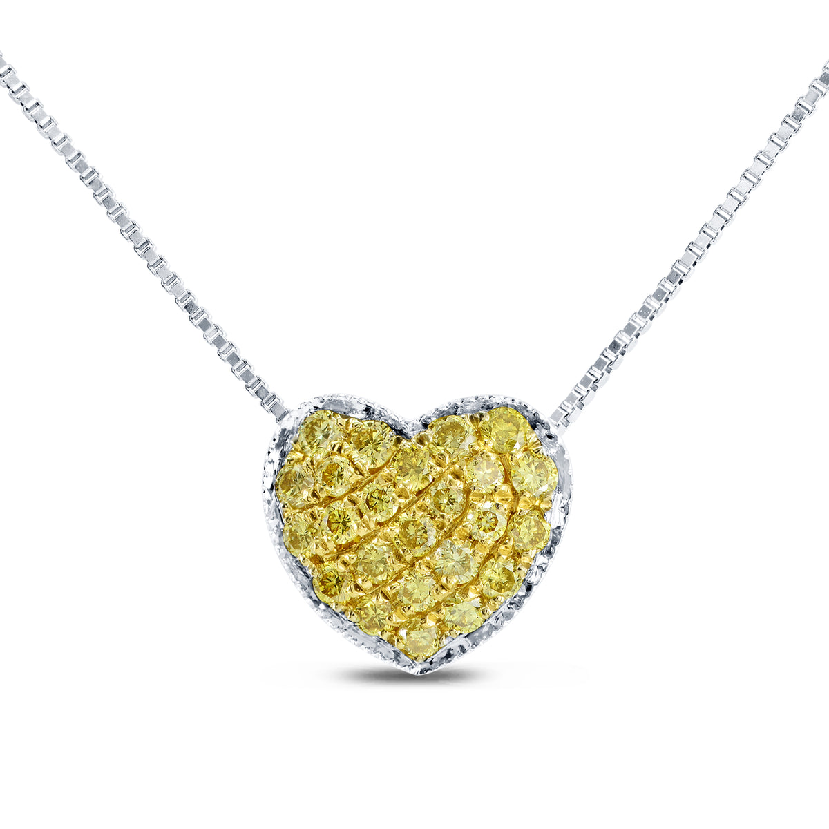 Fancy Vivid Yellow Pave Heart Diamond Pendant