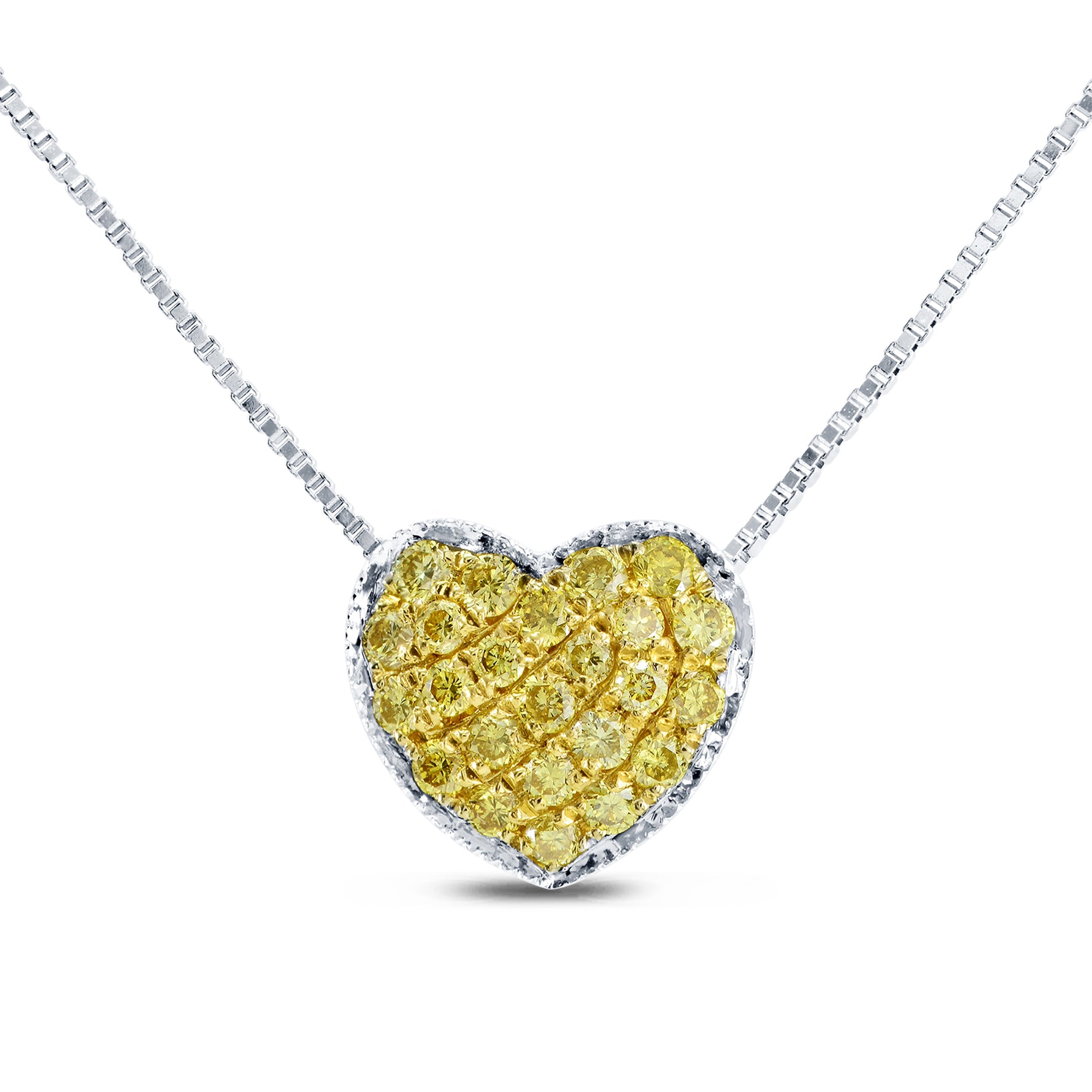 Fancy Vivid Yellow Pave Heart Diamond Pendant