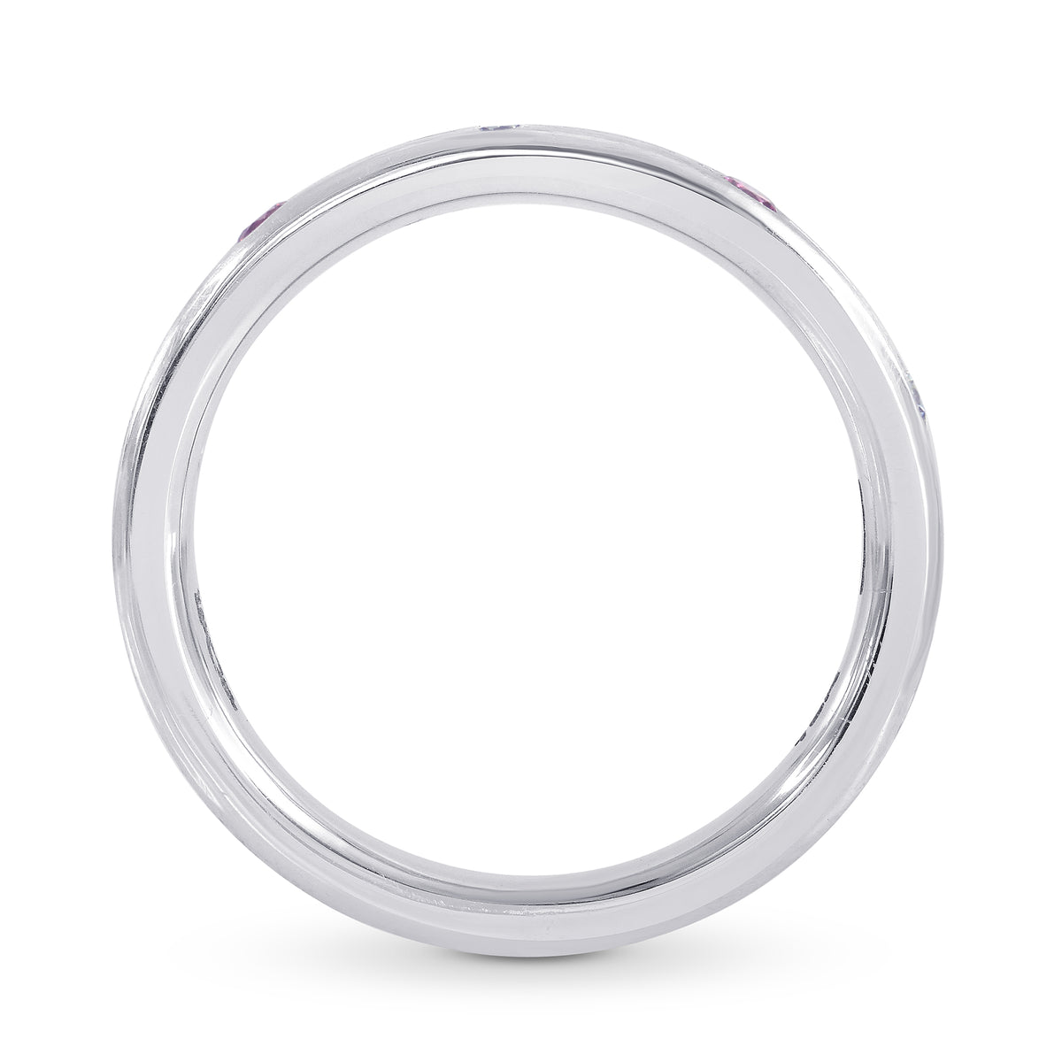 White Gold Band Ring Set with Pink and White Diamonds