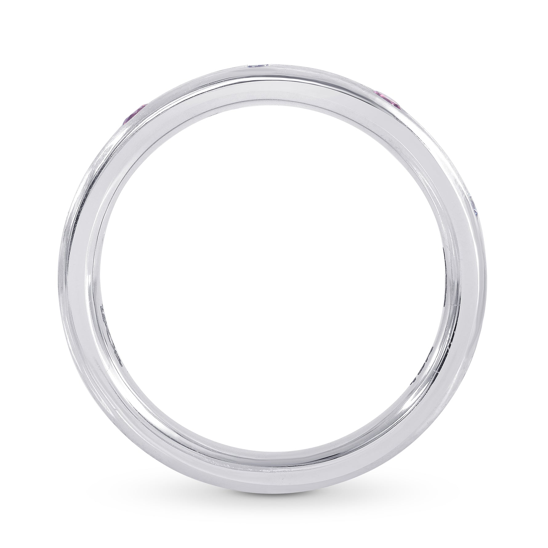 White Gold Band Ring Set with Pink and White Diamonds