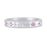 White Gold Band Ring Set with Pink and White Diamonds