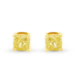 1.05Ct TW, Fancy Yellow Cushion Diamond Stud Earrings