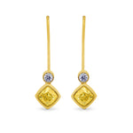 Fancy Intense Yellow Cushion Diamond Drop  Earrings 