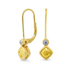 Fancy Intense Yellow Cushion Diamond Drop  Earrings 