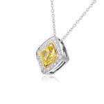 0.81ct Fancy Yellow Cushion Halo Pendant set in 18K White and Yellow gold