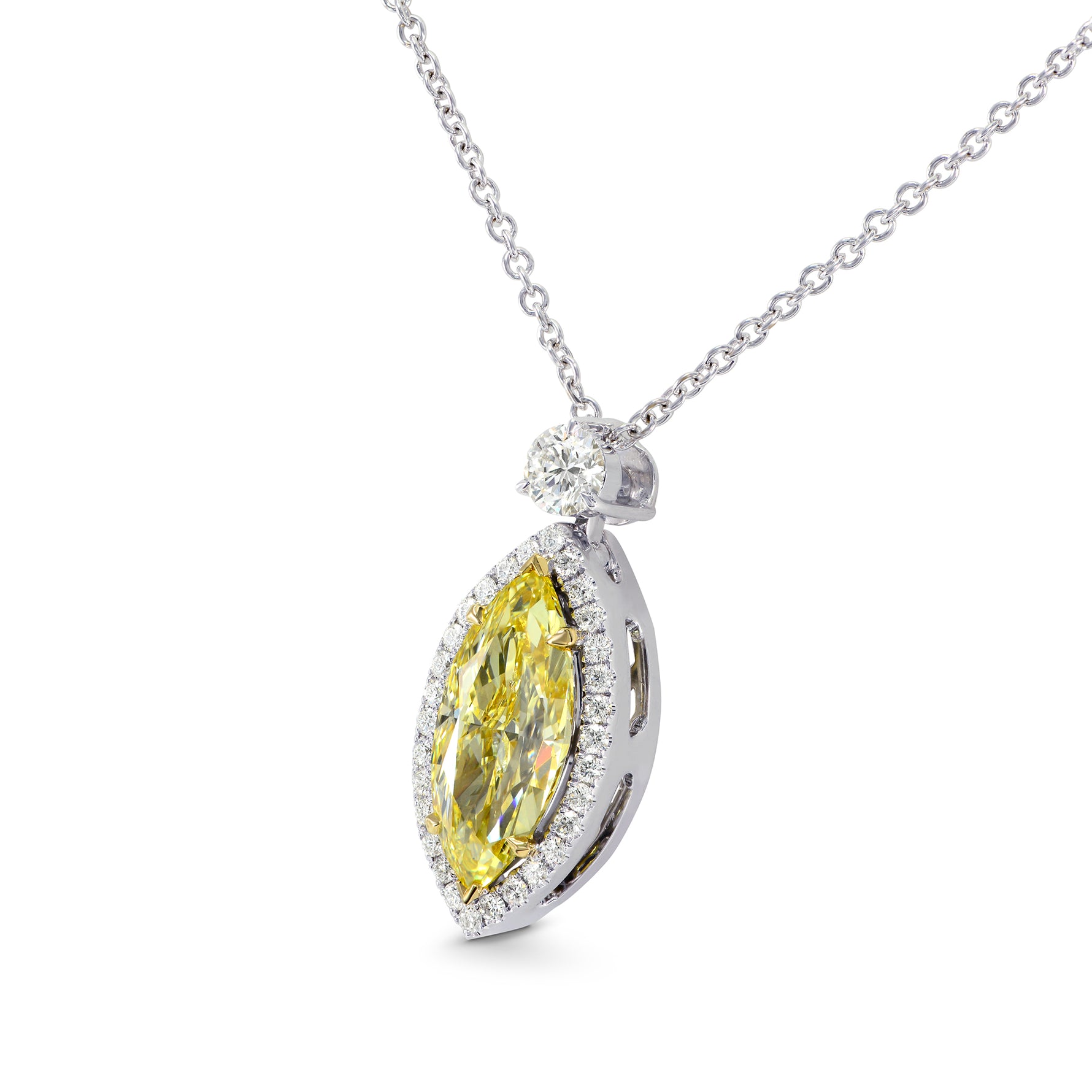 Fancy Yellow Marquise Diamond Pendant