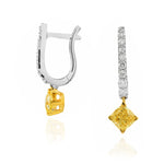 Fancy Intense Yellow Cushion Diamond Drop Earrings