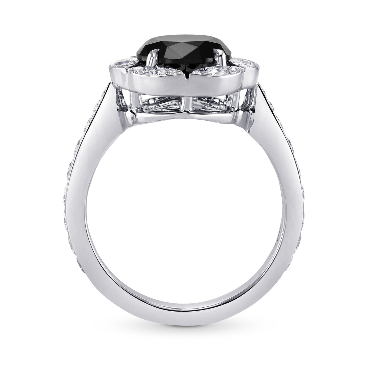Round Black Diamond Designer Halo Ring