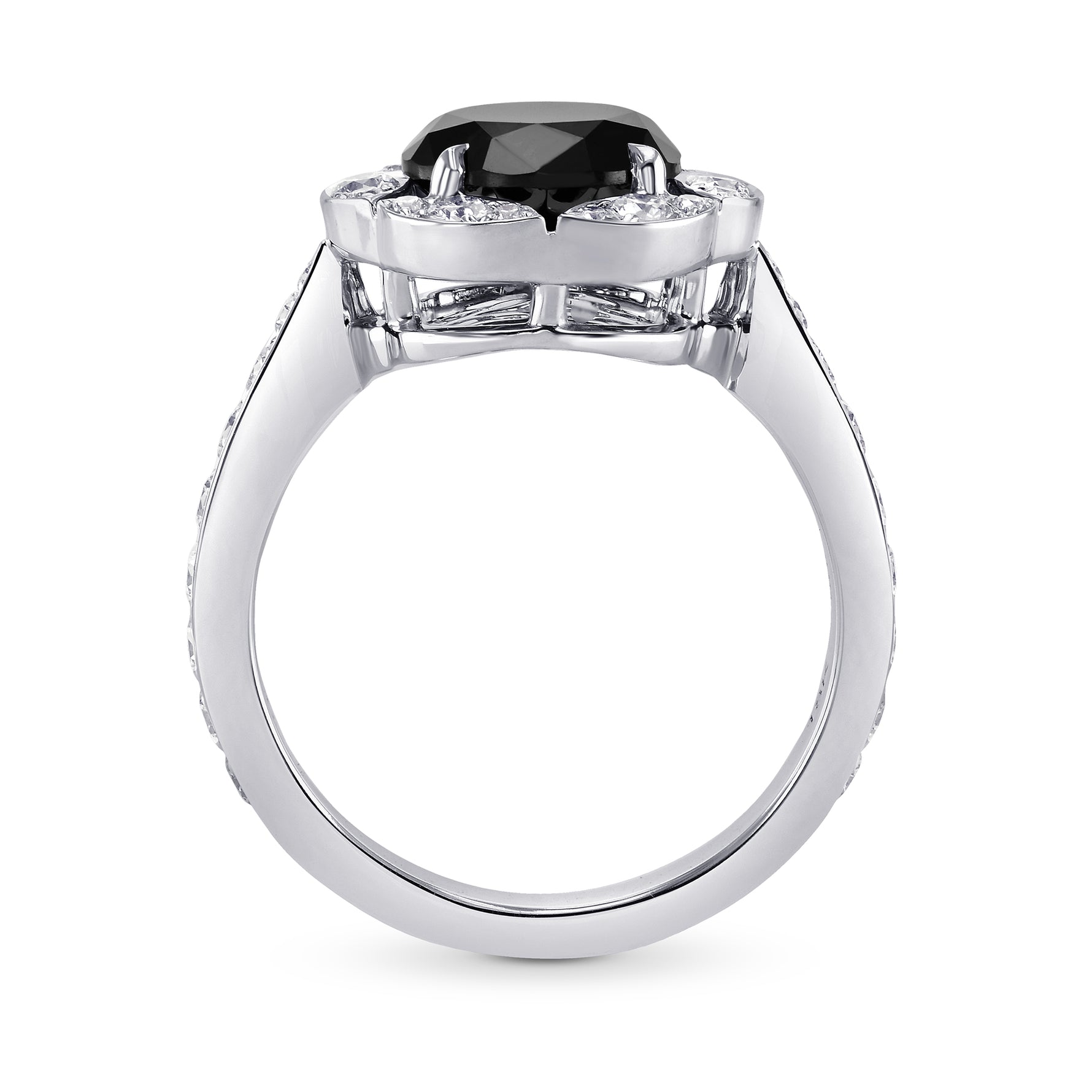 Round Black Diamond Designer Halo Ring