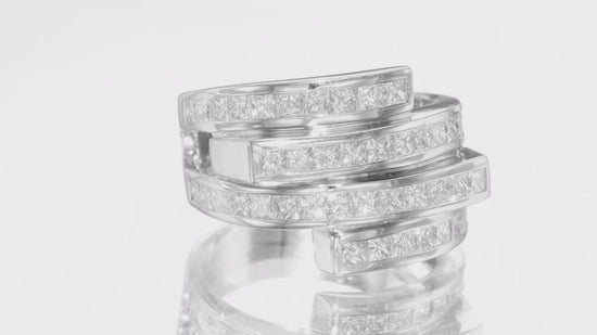 Princess White Diamond Spiral Ring